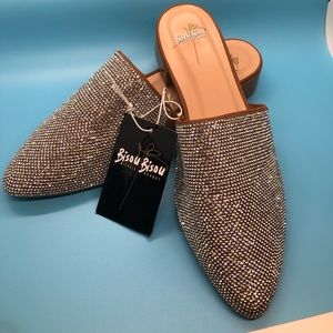 Silver Rhinestone Mules